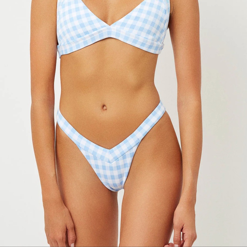 Frankie’s Bikinis- bluebell checkered skimpy bikini bottom